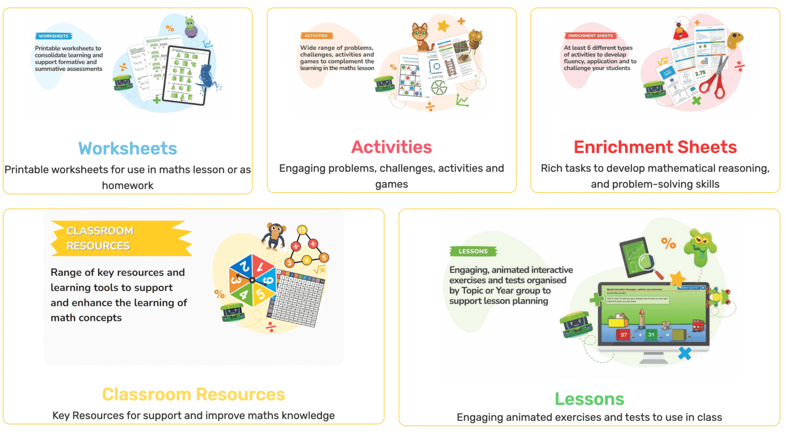 Maths-Whizz Teachers' Resource: worksheets, activities, enrichment sheets, classroom resources and lessons